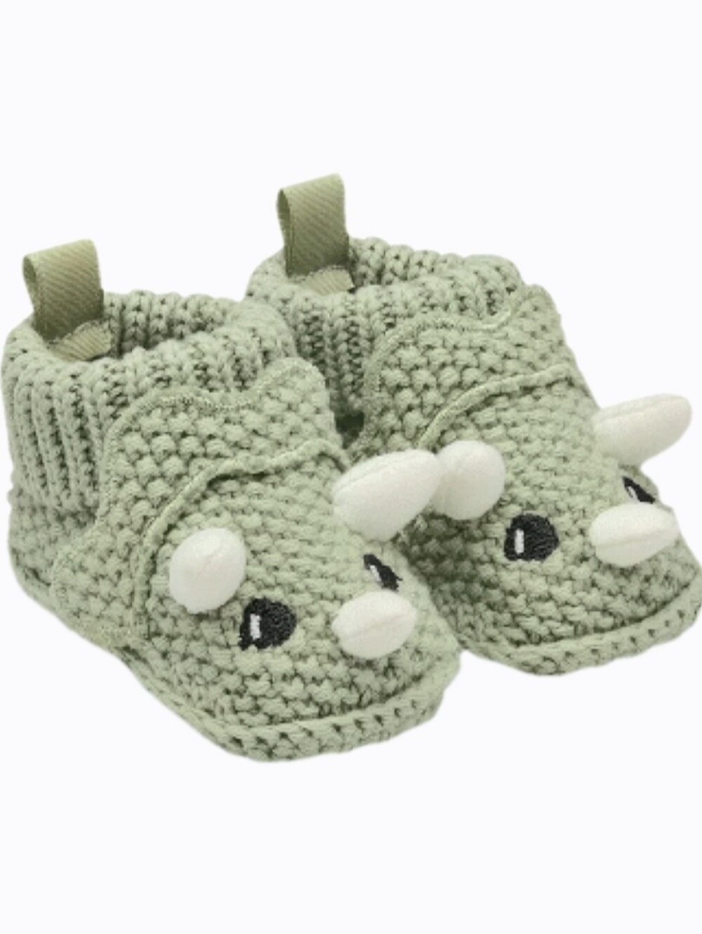 Carter's Newborn Green Knitted Triceratops Dinosaur Baby Boy Booties | Brand New